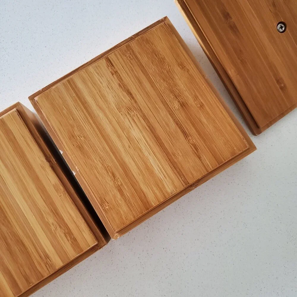 Crate & Barrel 3 Tier Bamboo Box Organizer, Jewelry Box